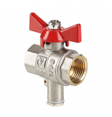 Кран шаровой латунный Valtec 1/2 ВР x M10 ручка бабочка, для датчика температуры VT.247.N.04