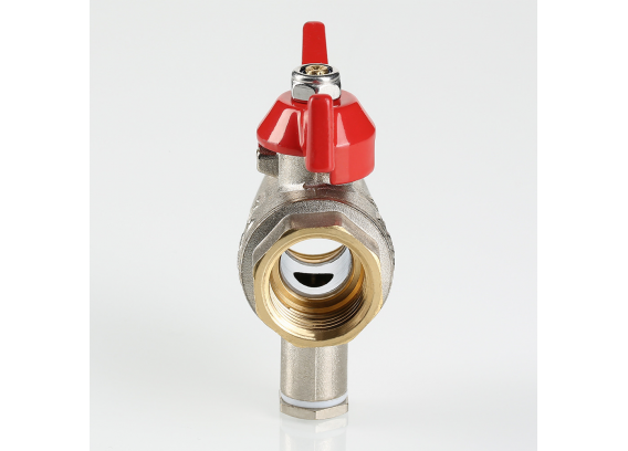 Кран шаровой латунный Valtec 1 ВР x M10 ручка бабочка, для датчика температуры VT.247.N.06