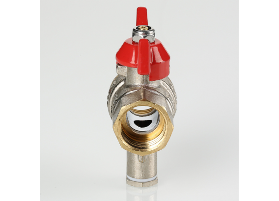 Кран шаровой латунный Valtec 1 ВР x M10 ручка бабочка, для датчика температуры VT.247.N.06