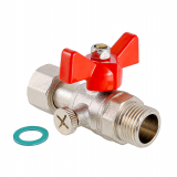 Кран шаровой латунный Valtec 1/2 ВР x 3/8 НР ручка бабочка, для подключения манометра VT.806.N.0403