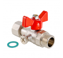 Кран шаровой латунный Valtec 1/2 ВР x 1/4 НР ручка бабочка, для подключения манометра VT.806.N.0402