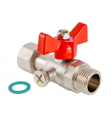 Кран шаровой латунный Valtec 1/2 ВР x 1/4 НР ручка бабочка, для подключения манометра VT.806.N.0402