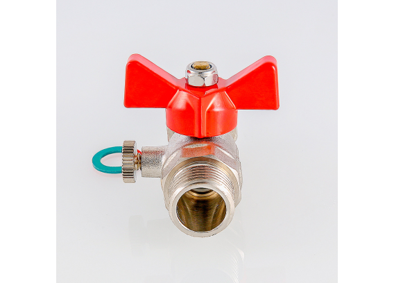 Кран шаровой латунный Valtec 1/2 ВР x 3/8 НР ручка бабочка, для подключения манометра VT.806.N.0403