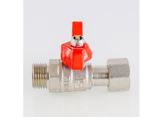 Кран шаровой латунный Valtec 1/2 ВР x 3/8 НР ручка бабочка, для подключения манометра VT.806.N.0403