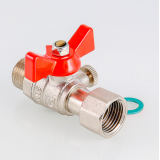 Кран шаровой латунный Valtec 1/2 ВР x 3/8 НР ручка бабочка, для подключения манометра VT.806.N.0403