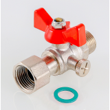 Кран шаровой латунный Valtec 1/2 ВР x 3/8 НР ручка бабочка, для подключения манометра VT.806.N.0403