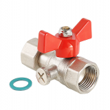 Кран шаровой латунный Valtec 1/2 ВР x 1/2 ВР ручка бабочка, для подключения манометра VT.807.N.0404