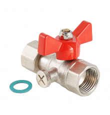 Кран шаровой латунный Valtec 1/2 ВР x 1/4 ВР ручка бабочка, для подключения манометра VT.807.N.0402