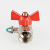 Кран шаровой латунный Valtec 1/2 ВР x 1/2 ВР ручка бабочка, для подключения манометра VT.807.N.0404