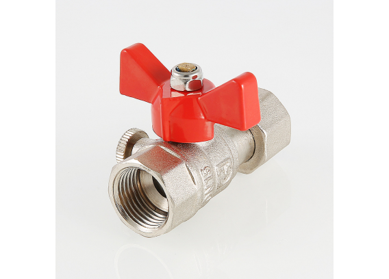 Кран шаровой латунный Valtec 1/2 ВР x 1/2 ВР ручка бабочка, для подключения манометра VT.807.N.0404