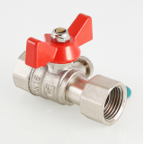 Кран шаровой латунный Valtec 1/2 ВР x 1/2 ВР ручка бабочка, для подключения манометра VT.807.N.0404