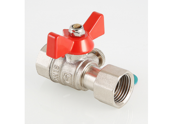 Кран шаровой латунный Valtec 1/2 ВР x 1/2 ВР ручка бабочка, для подключения манометра VT.807.N.0404