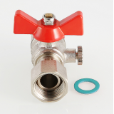 Кран шаровой латунный Valtec 1/2 ВР x 1/2 ВР ручка бабочка, для подключения манометра VT.807.N.0404