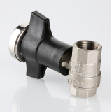Кран шаровой латунный Valtec 1/2 ВР ручка маховик, с термометром VT.808.N.04