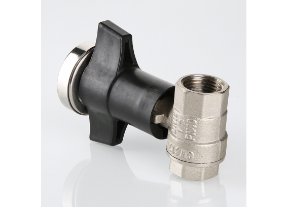 Кран шаровой латунный Valtec 1/2 ВР ручка маховик, с термометром VT.808.N.04