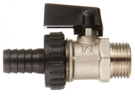 Кран шаровой латунный Valtec 1/2 НР ручка флажок, дренажный VT.430.N.04