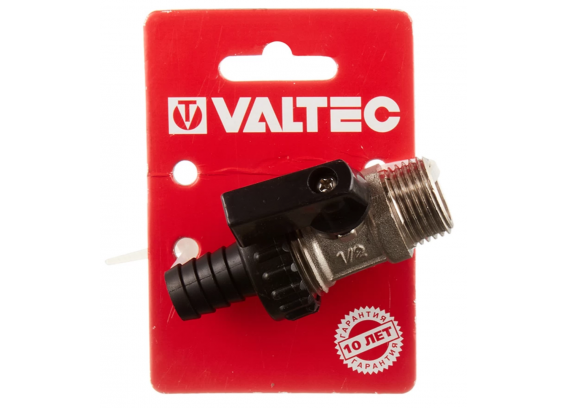 Кран шаровой латунный Valtec 1/2 НР ручка флажок, дренажный VT.430.N.04