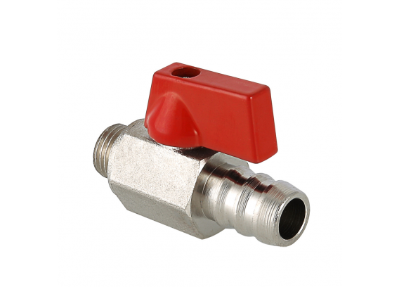 Кран шаровой латунный Valtec 1/4 НР ручка флажок, дренажный со штуцером VT.435.N.02