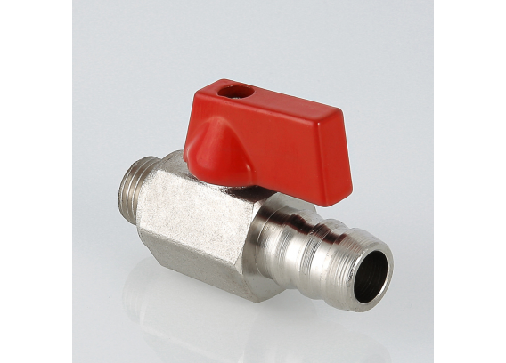 Кран шаровой латунный Valtec 1/4 НР ручка флажок, дренажный со штуцером VT.435.N.02