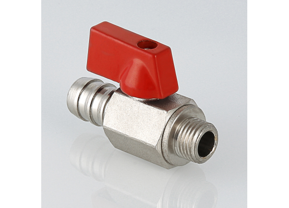 Кран шаровой латунный Valtec 1/4 НР ручка флажок, дренажный со штуцером VT.435.N.02