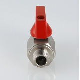 Кран шаровой латунный Valtec 1/4 НР ручка флажок, дренажный со штуцером VT.435.N.02
