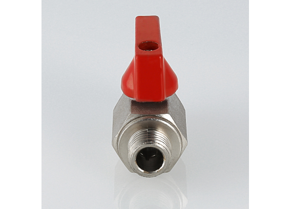 Кран шаровой латунный Valtec 1/4 НР ручка флажок, дренажный со штуцером VT.435.N.02