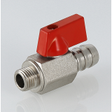Кран шаровой латунный Valtec 1/4 НР ручка флажок, дренажный со штуцером VT.435.N.02