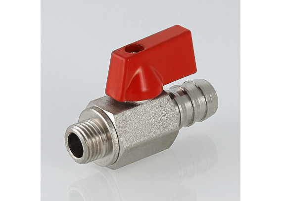 Кран шаровой латунный Valtec 1/4 НР ручка флажок, дренажный со штуцером VT.435.N.02