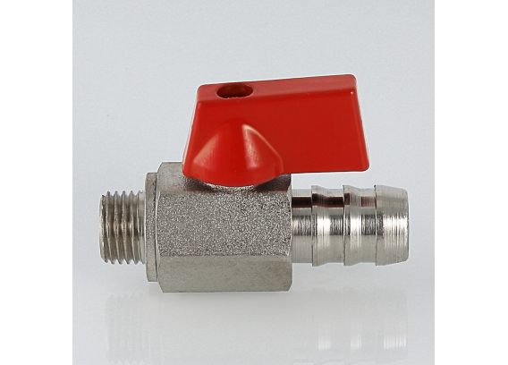 Кран шаровой латунный Valtec 1/4 НР ручка флажок, дренажный со штуцером VT.435.N.02