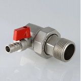 Кран шаровой латунный Valtec 1 ВР x 1 НР ручка флажок, дренажный отсекатель VT.537.N.06