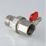 Кран шаровой латунный Valtec 1 ВР x 1 НР ручка флажок, дренажный отсекатель VT.537.N.06