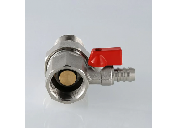 Кран шаровой латунный Valtec 1 ВР x 1 НР ручка флажок, дренажный отсекатель VT.537.N.06