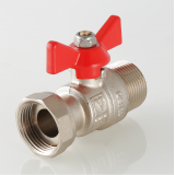 Кран шаровой латунный Valtec 1 ВР х 1 НР ручка бабочка, с накидной гайкой (VT.260.N.0606)