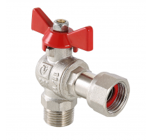 Кран шаровой латунный угловой Valtec Base 1/2 ВР х 1/2 НР с НГ (VT.267.N.0404)
