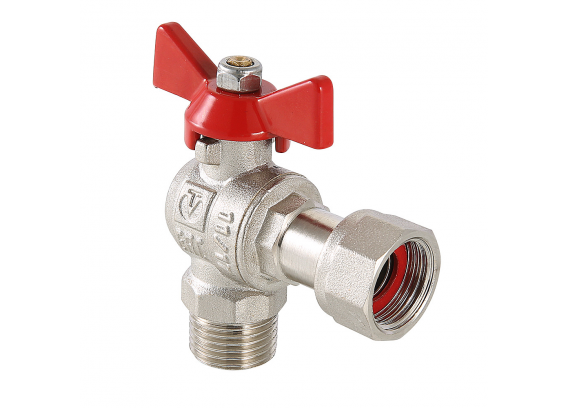 Кран шаровой латунный угловой Valtec Base 1/2 ВР х 1/2 НР с НГ (VT.267.N.0404)