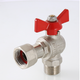 Кран шаровой латунный угловой Valtec Base 1/2 ВР х 1/2 НР с НГ (VT.267.N.0404)