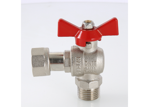 Кран шаровой латунный угловой Valtec Base 1/2 ВР х 1/2 НР с НГ (VT.267.N.0404)