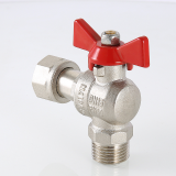 Кран шаровой латунный угловой Valtec Base 1/2 ВР х 1/2 НР с НГ (VT.267.N.0404)