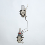Коллекторная группа Valtec из нержавеющей стали, 1" x 3/4" ЕК на 2 выхода, с регулирующими клапанами и расходомерами, без сервисной группы VTc.579.EMN.0602