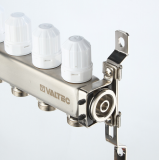 Коллекторная группа Valtec из нержавеющей стали, 1" x 3/4" ЕК на 2 выхода, с регулирующими клапанами и расходомерами, без сервисной группы VTc.579.EMN.0602