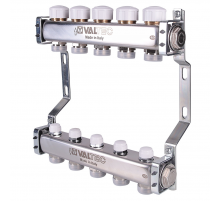 Коллекторная группа Valtec из нержавеющей стали, 1" x 3/4" ЕК на 8 выходов, с регулирующими и балансировочными клапанами VTc.582.EMNX.0608