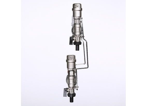 Коллекторная группа Valtec из нержавеющей стали, 1" x 3/4" ЕК на 4 выхода, с регулирующими клапанами и расходомерами VTc.589.EMNX.0604