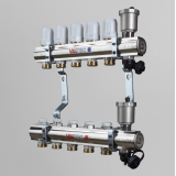 Коллекторная группа Valtec из латуни, 1" x 3/4" ЕК на 9 выходов, c регулирующими и балансировочными клапанами VTc.594.EMNX.0609