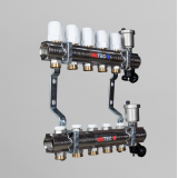 Коллекторная группа Valtec из латуни, 1" x 3/4" ЕК на 9 выходов, c регулирующими и балансировочными клапанами VTc.594.EMNX.0609