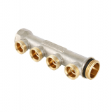 Коллектор распределительный Valtec из никелированной латуни, 1" x 3/4" на 2 контура, с наружной резьбой под евроконус VTc.500.NE.060502