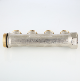 Коллектор распределительный Valtec из никелированной латуни, 1" x 3/4" на 2 контура, с наружной резьбой под евроконус VTc.500.NE.060502