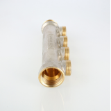 Коллектор распределительный Valtec из никелированной латуни, 1" x 3/4" на 2 контура, с наружной резьбой под евроконус VTc.500.NE.060502