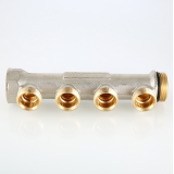 Коллектор распределительный Valtec из никелированной латуни, 1" x 3/4" на 2 контура, с наружной резьбой под евроконус VTc.500.NE.060502
