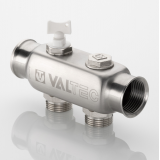 Коллектор распределительный Valtec из нержавеющей стали, 1" x 3/4" ЕК на 2 контура, с межосевым расстоянием (50 мм) VTc.505.SS.060502