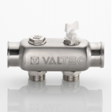 Коллектор распределительный Valtec из нержавеющей стали, 1" x 3/4" ЕК на 2 контура, с межосевым расстоянием (50 мм) VTc.505.SS.060502